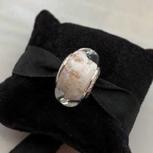 NEW🌸#98-Murano Glass Bead, White Gold Sand